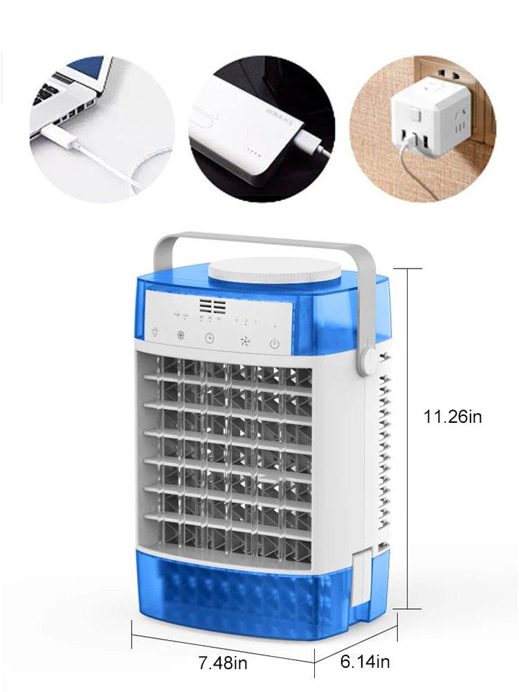 4 IN 1 Mini Air Conditioner Air Cooler Fan Portable Water Cooling Fan Mobile Air Conditioning Fan For Room Office Cars