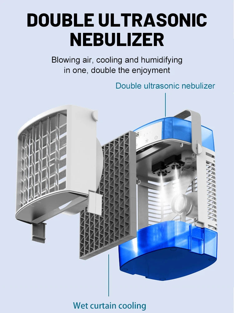 4 IN 1 Mini Air Conditioner Air Cooler Fan Portable Water Cooling Fan Mobile Air Conditioning Fan For Room Office Cars