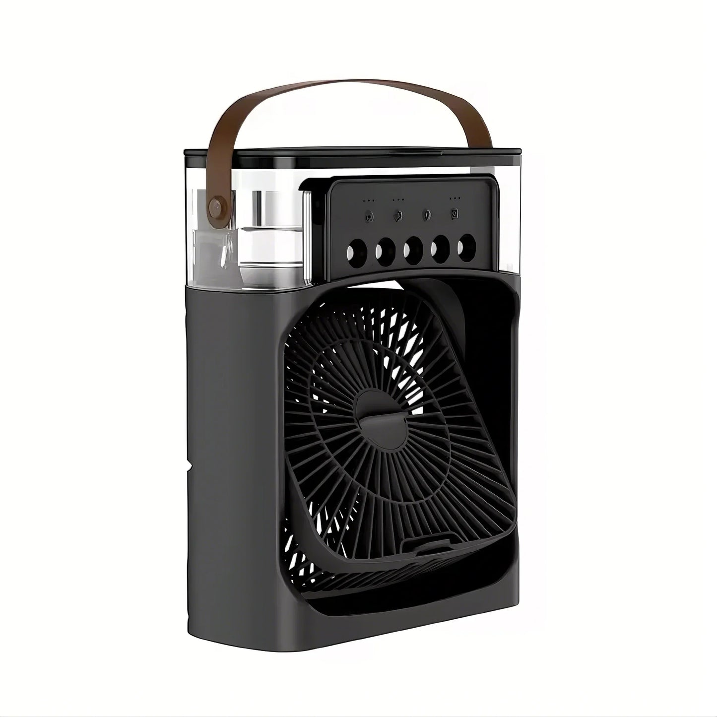 Tragbarer Ventilator für den Haushalt, drei in einem kleinen Luftkühlventilator, LED-Nachtlicht, 5-Loch-Luftbefeuchter, 1-Stunden-Timer