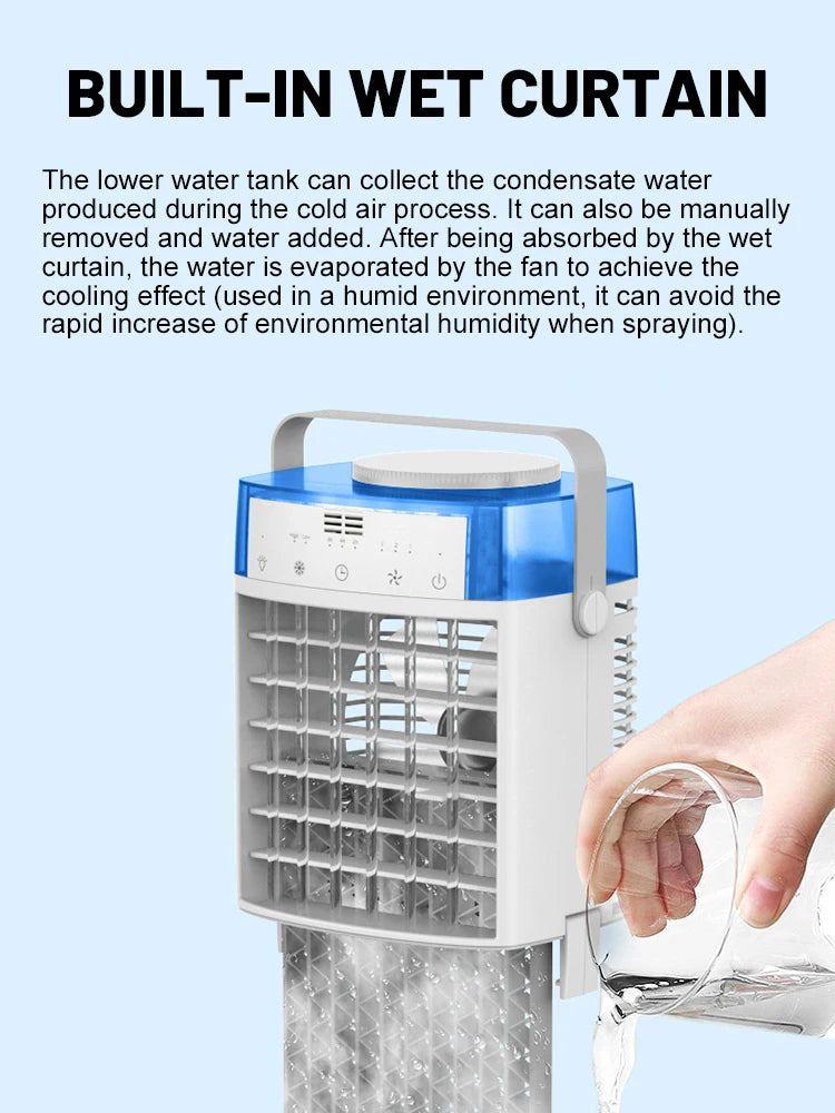 4 IN 1 Mini Air Conditioner Air Cooler Fan Portable Water Cooling Fan Mobile Air Conditioning Fan For Room Office Cars