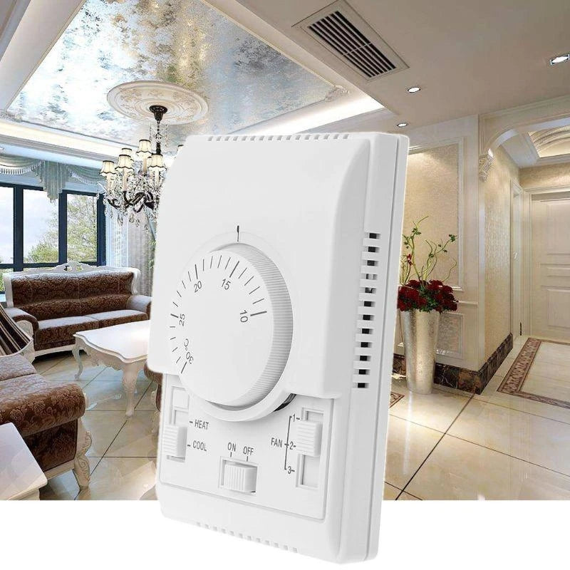652F Manual Heating & Cooling Thermostat Air Condition Temperature Control Adjustable Room Mechanical Thermostat