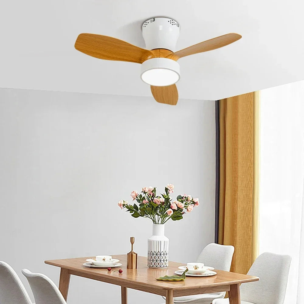 62cm Embedded Ceiling Fan with Remote Control and Light, 24W, Small Silent Fan Suitable for Bedrooms, Dining Rooms, Kitchens