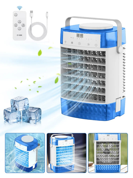 4 IN 1 Mini Air Conditioner Air Cooler Fan Portable Water Cooling Fan Mobile Air Conditioning Fan For Room Office Cars